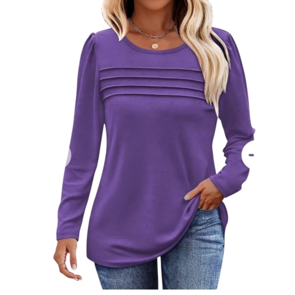 NWT FANTASLOOK -Large Chic Purple Long Sleeve Women's Top - Picture 1 of 7